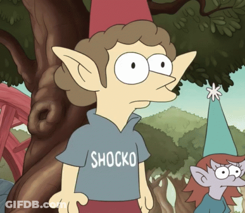 Cartoon Elf In Shocko Shirt In Front Of Tree GIF