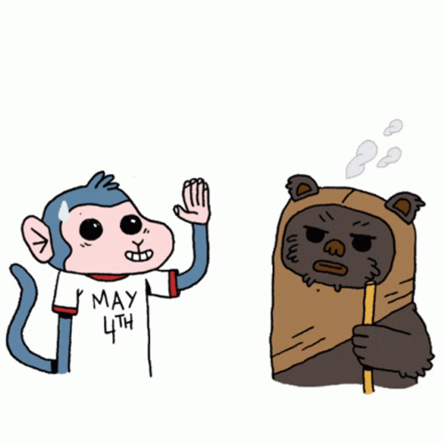Cartoon Ewok Confused With Monkey GIF