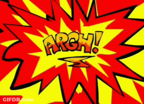 Cartoon Explosion With Word Arch GIF