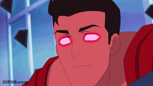 Cartoon Face Close Up With Pink Eyes GIF