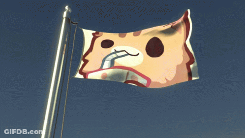 Cartoon Face Flag Flying In Wind GIF