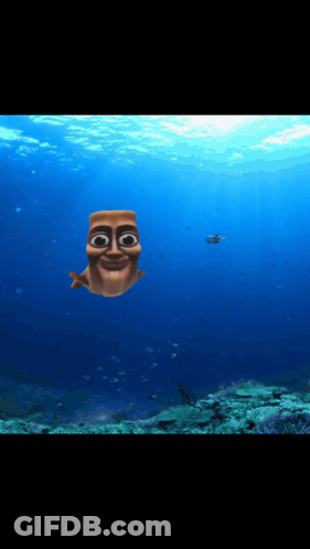Cartoon Face Floating In Ocean GIF