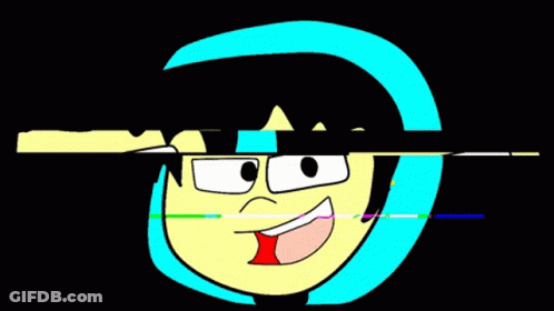 Cartoon Face Surrounded By Blue And Green Circle GIF