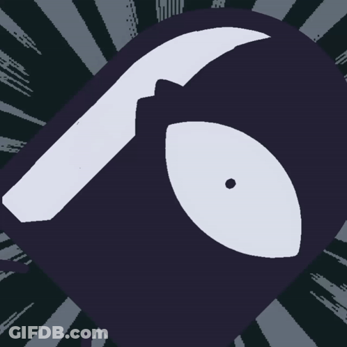 Cartoon Face With Black Background And White Eye GIF