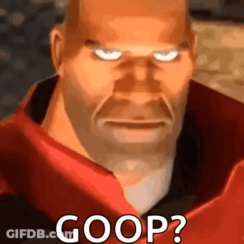 Cartoon Face With Goop Written On It GIF