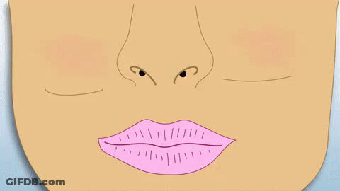 Cartoon Face With Green Leaf In Nose GIF