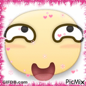 Cartoon Face With Hearts And Tongue Out GIF