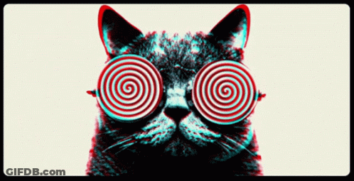 Cartoon Face With Red Circles In Eyes GIF