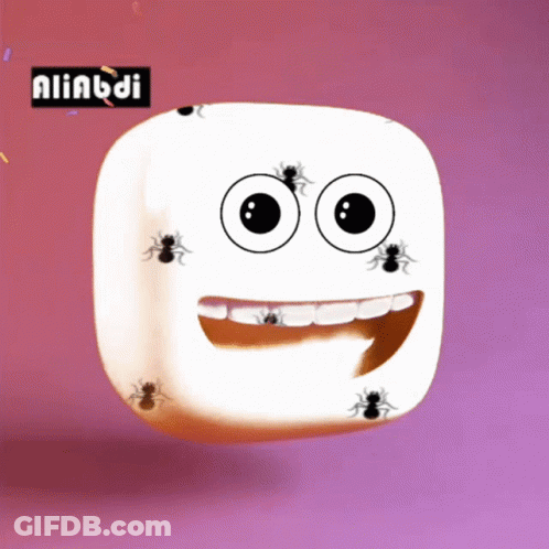 Cartoon Face With Spiders And Aliabidi GIF