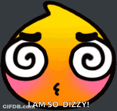 Cartoon Face With Swirl Eyes Saying I Am So Dizzy GIF