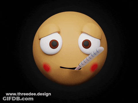Cartoon Face With Thermometer GIF