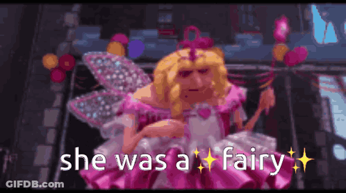 Cartoon Fairy Holding Wand And Balloons GIF