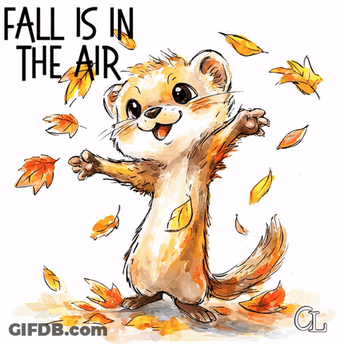 Cartoon Ferret Saying Fall Is In The Air GIF