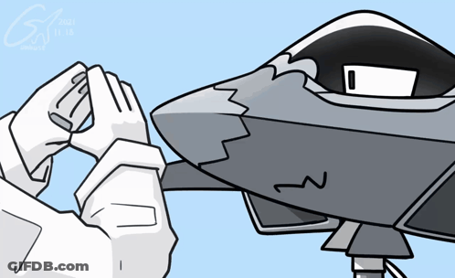 Cartoon Fighter Jet With Letters GS GIF