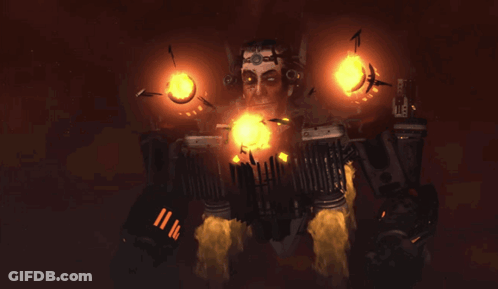 Cartoon Fire Explosion With Statue GIF