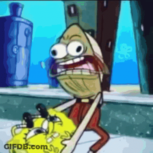 Cartoon Fish Holding SpongeBob SquarePants GIF