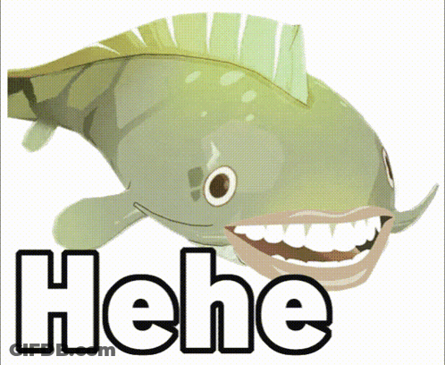 Cartoon Fish Smiling Saying Hehe GIF