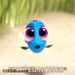 Cartoon Fish With Big Eyes Flying GIF