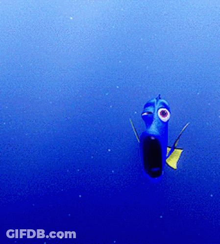 Cartoon Fish With Big Eyes Swimming GIF