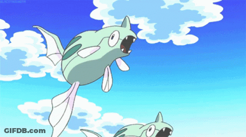 Cartoon Fish With Blue Sky And White Clouds GIF