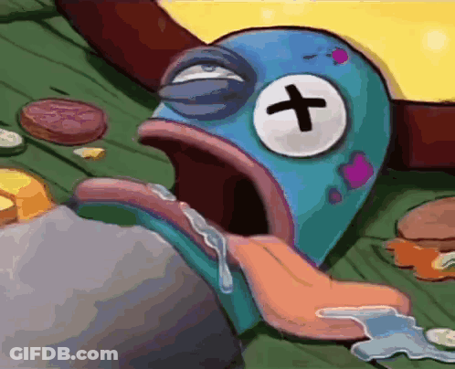 Cartoon Fish With Cross Eating Hamburger GIF