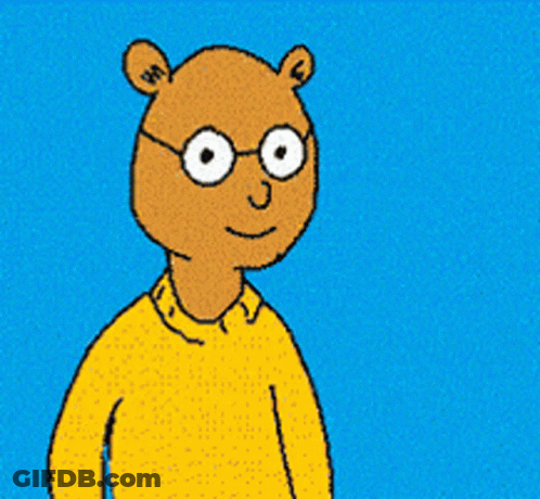Cartoon Fist In Yellow Sweater And Blue Jeans GIF