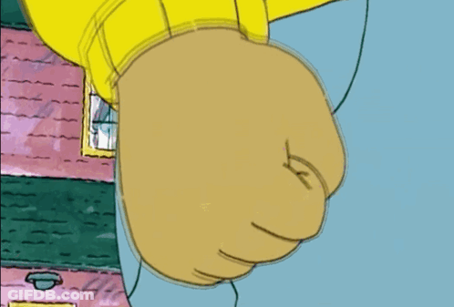 Cartoon Fist With Pink House GIF
