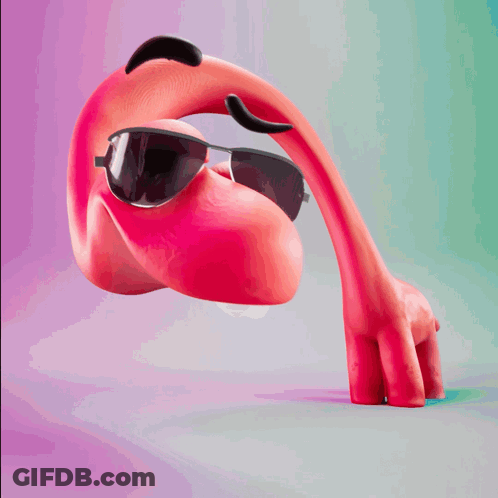 Cartoon Flamingo Wearing Sunglasses GIF