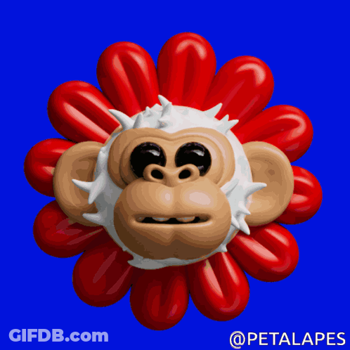 Cartoon Flower With Monkey Face GIF