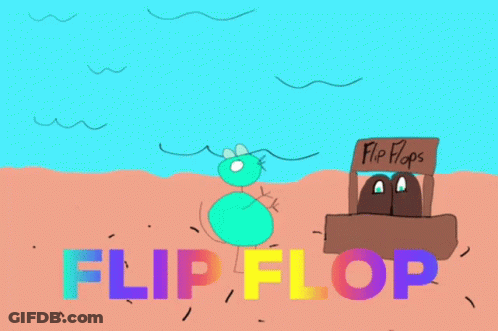 Cartoon Fly Standing Next To Flip Flops Stand GIF