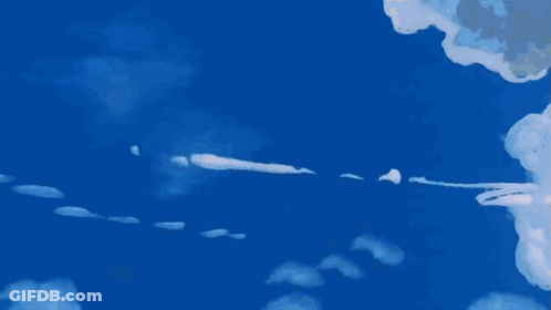 Cartoon Flying Character With Purple Hand Reaching Out GIF
