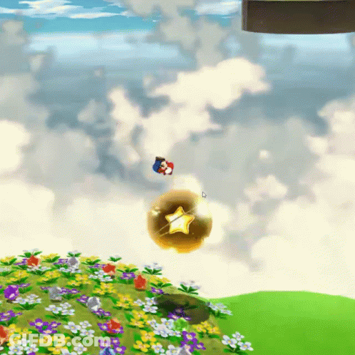 Cartoon Flying With Gold Star GIF