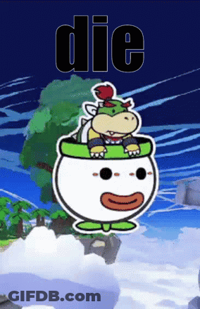 Cartoon Flying With Word Die Above GIF