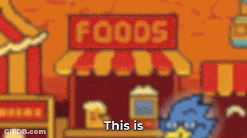 Cartoon Food Store With Sign This Is GIF