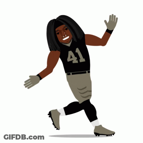 Cartoon Football Player In Number 41 Jersey GIF