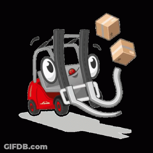 Cartoon Forklift Carrying Boxes GIF