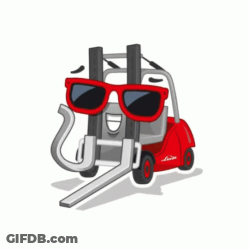 Cartoon Forklift Wearing Sunglasses GIF
