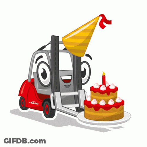 Cartoon Forklift With Blue Ice Pack On Head GIF