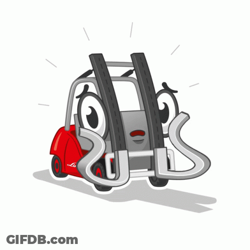 Cartoon Forklift With Face Saying Linde GIF
