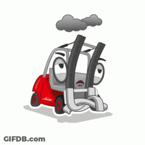 Cartoon Forklift With Linde On Front GIF