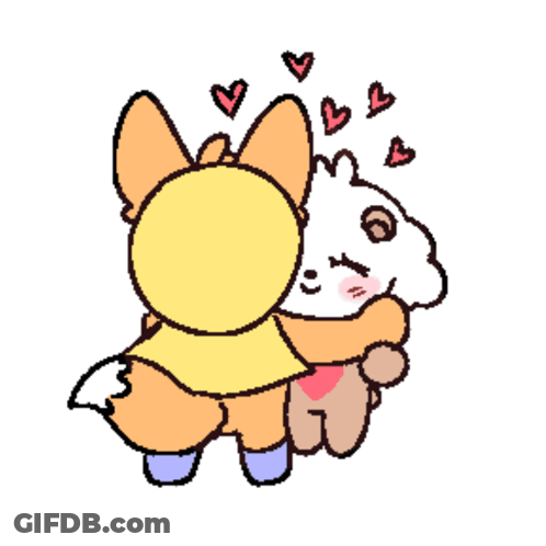 Cartoon Fox And Bear Hugging GIF