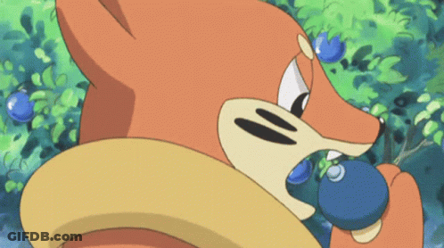 Cartoon Fox Eating Blueberry In Tree GIF