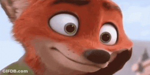 Cartoon Fox Face With Big Eyes And Smile GIF