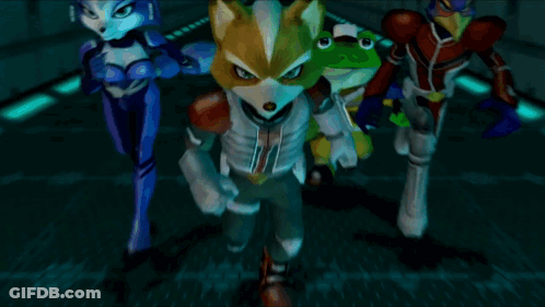 Cartoon Fox Frog And Falcon Group GIF