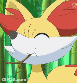 Cartoon Fox Holding Stick And Smiling GIF