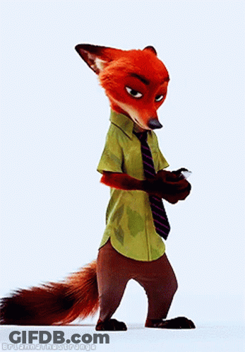 Cartoon Fox In Green Shirt And Tie GIF