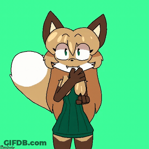 Cartoon Fox In Green Sweater And Stockings GIF