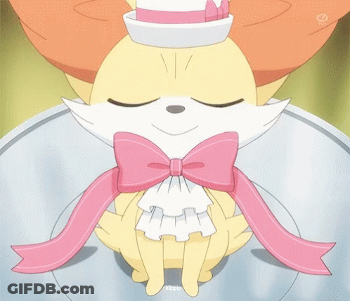 Cartoon Fox In Pink Bow And Hat GIF