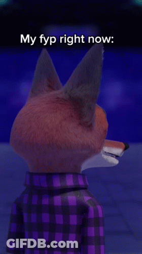 Cartoon Fox In Purple Plaid Shirt GIF
