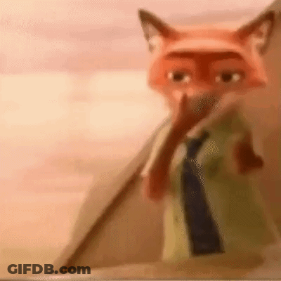 Cartoon Fox In Suit And Tie Holding Stick GIF